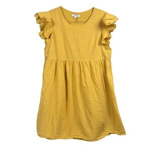Women’s ANDREE BY UNIT Mustard Ruffle Sleeve Dress Size Small